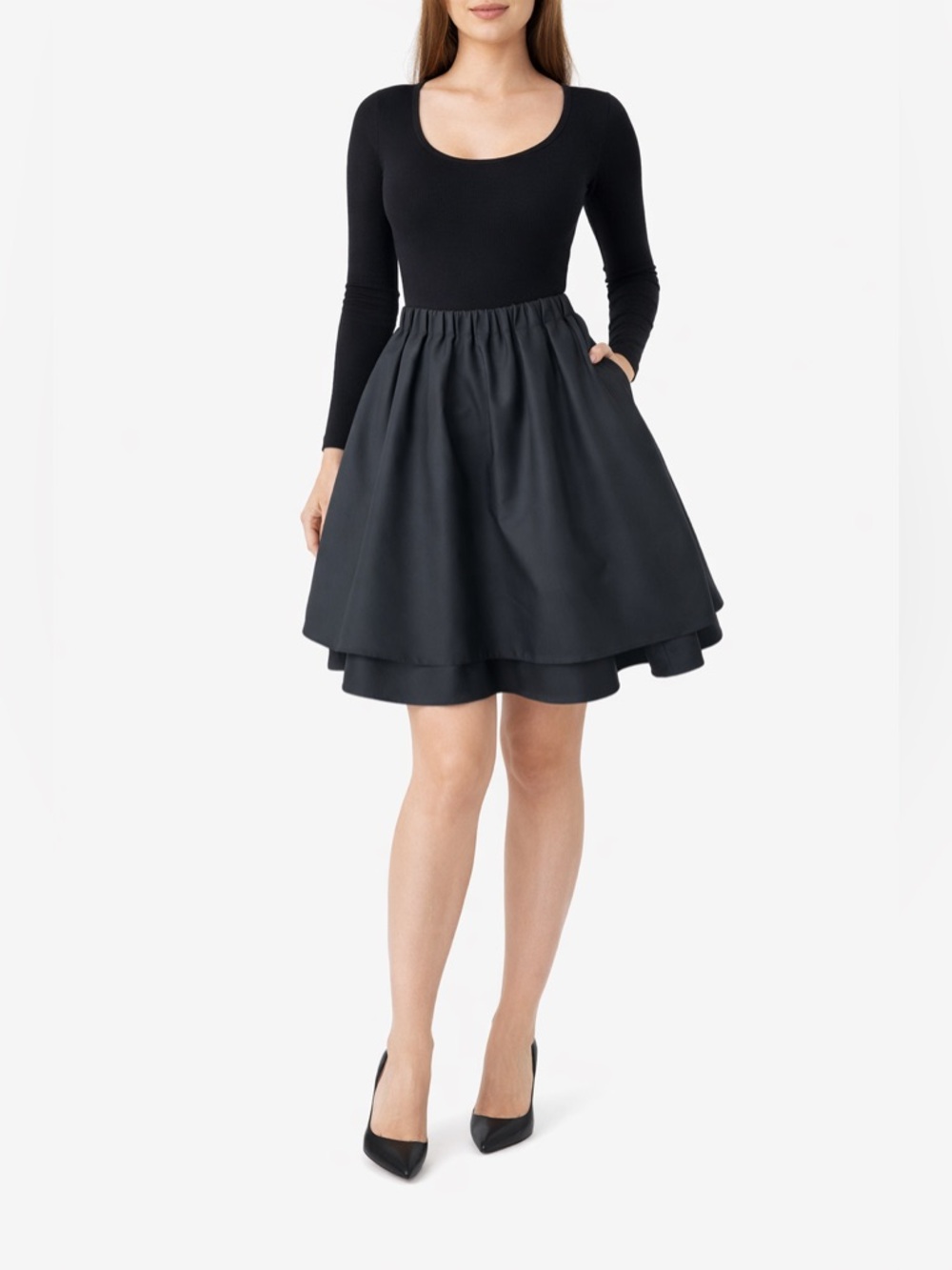 Armani Collezioni Dark Green Double Layer Circle Skirt Pockets 38